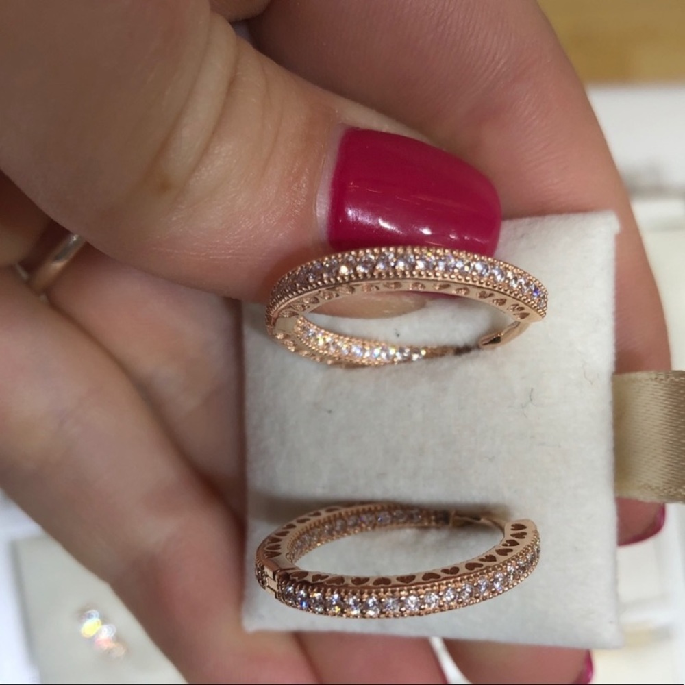 Rose gold hearts of pandora earrings